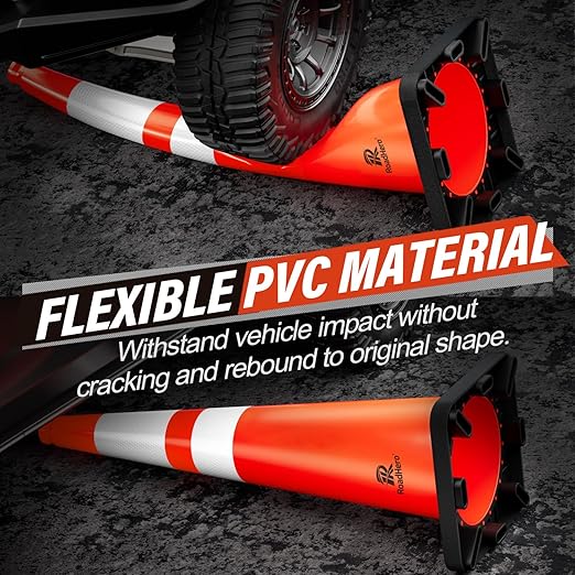 RoadHero 5 Pack 36 Inch Large Traffic Cones with Heavy Black Base, Orange Safety Cone with Reflective Collar for Parking Lot, Construction Work, Road Safety