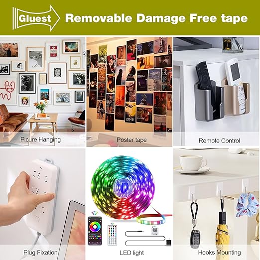 Damage Free Double Sided Tape 20ft, Removable Picture Hanging Strips Residue Free, Heavy Duty Mounting Tape, No Damage Wall Tape,Wall Adhesive Strips Foam Tape Wide Roller