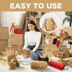 Honeycomb Packing Paper, 12"x200' Brown | Perforated Honeycomb Packing Paper Recyclable Moving Supplies for Shipping & Moving | Plastic-Free Alternative to Bubble Cushion Wrap with 36 Fragile Stickers
