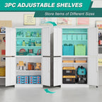 Metal Storage Cabinet with 3 Adjustable Shelves,White Storage Cabinet with Lock,71" Lockable Metal Cabinets with Locking Doors,Tall Steel Pantry Cabinets 4 Door for Home,Office,Garage,Bathroom,Kitchen