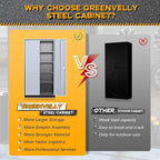 Greenvelly Metal Garage Storage Cabinet with 2 Doors and 4 Adjustable Shelves, 72”H Steel Lockable Storage Cabinet,Tall Metal Cabinet Locking File Cabinet for Office,Home, Garage, Gym, School