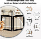 LZRS 2-Panel Freestanding Foldable Wood Dog Gate – Solid Wood & Steel Wire, Chew-Resistant Pet Barrier for Indoor Use, Ideal for Small to Medium Dogs, Black