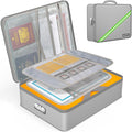 Noiposi Document Organizer with 5200℉ Heat Insulated,Waterproof and Fireproof Document Box,Portable Home Travel Safe Storage Box for Important Documents,File and Birth Certificate，Silver