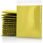 GGR Supplies Metallic Bubble Padded Envelope Mailers, 7.5 X 11 Inches, Waterproof Ultra Resistant Ideal For Packing, Shipping, and Storing. Pack of 25 (Gold)