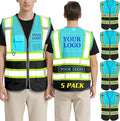 BeautyWill Custom Logo Safety Vest Class 2 High Visibility Reflective Vest for Men - Personalized Logo Team Vest