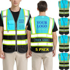 BeautyWill Custom Logo Safety Vest Class 2 High Visibility Reflective Vest for Men - Personalized Logo Team Vest