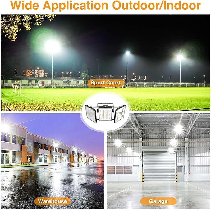 2025 Elite New Upgraded LED Flood Light Outdoor 300W 45000lm Stadium Flood Lights, 5000K IP66 Waterproof Adjustable Adjustable Floodlight for Street, Parking Lot
