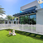 Patio Outdoor Fence 36"Hx84"L (2Sets) White Vinyl Picket Fence Panels Privacy Fence Decorative, PVC Garden Fence Temporary Fencing for Backyard Porch Dogs, Suitable for Soft Ground