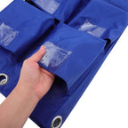 Waterproof Housekeeping Cart Bag with 5 Pockets, Blue Canvas Replacement Cleaning Trolley Bag for Janitorial Supplies and Trash Collection in Hotels and Commercial Cleaning