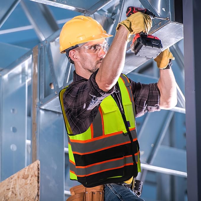 AYKRM Custom Logo Personalised Printed High Visibility Reflective 2 two tone work construction Safety Vest