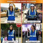 Lace-Mesh Safety Vest for Women & Men - Breathable, High Visibility Vest with Zipper & ANSI Class 2 Reflective Strips