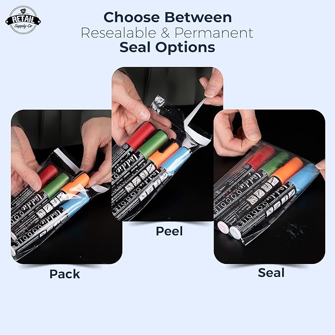 Poly Bags 4x6" - Resealable Poly Bags 4x6 with Suffocation Warning - 200 Pack - Clear Poly Bags - 4x6 Poly Bags - Small Poly Bags - Retail Supply Co