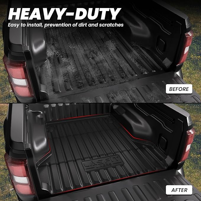 LASFIT Truck Bed Mat for Ford Maverick 2026 2025 2024 2023 2022 Hybrid & Gasoline TPE All Weather Truck Bed Liner Custom Fit Bed Mat(Not fit with Drop-in Bed Liner), 1PC Black