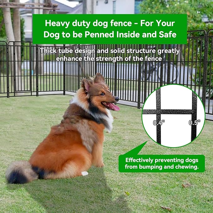 Heavy Duty Dog Playpen: 16 Steel Panels 47" Height, Square Steel Pipe with Reinforced Crossbars, 36FT 103 Sq.ft Portable Fence for Yard RV Camping, Snowy Black