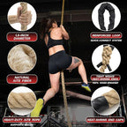 Climbing Rope Gym Workout - 10FT 15FT 20FT 25FT 30FT 35FT Heavy Duty Jute Thick Ropes for Adults Strength Training Outdoor Tree Swing Indoor Home Fitness Exercise - 1.5 Inch