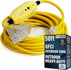 50 ft GFCI Extension Cord - Outdoor Extension Cord Waterproof - Heavy Duty Outdoor Extension Cords 50 ft with Multiple Outlets - Watts Wire - 50' Grounded - GFI Cord - extensiones electricas