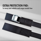 Cartman 1" x 15'Lashing Straps with Adjustable Cam Buckle Cargo Tie Down with Protective Pad, 8 Pack, Black