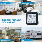 Indoor Outdoor Thermometer Wireless Weather Station, Battery Powered Inside Outside Thermometers Remote Temperature Humidity Monitor with Backlight and Dew-point for Office Bedroom Greenhouse (500 Ft)