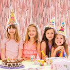 3 Pack 3.3x8.2 Feet Rose Gold Foil Fringe Backdrop Curtains, Tinsel Streamers Birthday Party Decorations, Fringe Backdrop for Graduation, Baby Shower, Gender Reveal, Disco Party