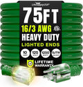 75ft Outdoor/Indoor Extension Cord 16/3 Gauge Heavy Duty 3 Prong SJTW, Waterproof, ETL Listed, Flexible Cold-Resistant Long Power Cord,10A 125V 1250W, Green by LifeSupplyUSA