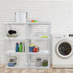 Gracious Living 3 Pack Light Duty Storage Shelves, Knect-A-Shelf 4-Shelf Ventilated Shelving Rack Organizer for Home, Garage, Basement & Laundry, White
