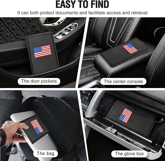 Car Insurance and Registration Card Holder | for BMW Ford Tesla Cadillac All Cars | Store Cards, ID License & Essential Documents | Premium Leather with Magnetic Closure