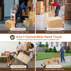 4-in-1 Convertible Hand Truck Dolly Cart, 770 lbs Heavy Duty Folding Hand Truck with 10" Solid Wheels, Aluminum Portable Dolly Hand Cart for Moving, Office, Home & Warehouse Use