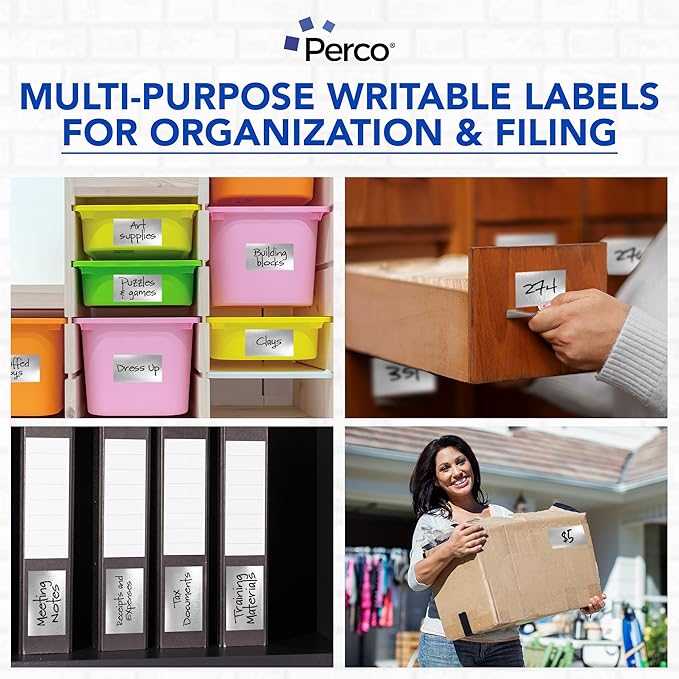 Perco Metallic Silver 3x5 Inch Perforated Sticker Labels — 150 Stickers Per Roll — with Permanent Adhesive for Product Labeling, Gift Boxes, Event Signage, Decorative Packaging & More — Made in USA