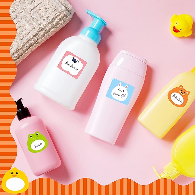 208 PCS Baby Food Labels, 26 Adorable Designs Removable Food Name Stickers Self-Adhesive Water/Oil/Tear Resistant for Baby, Kids, Toddlers Food Containers, Water Bottles, School Supplies, Mason Jars
