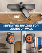 DEWENWILS 30FT Retractable Extension Cord Reel, 16/3C SJTW Heavy Duty Power Cord, Lighted Triple Outlets, 10A Circuit Breaker, Lightweight 180° Swivel Bracket, Ceiling/Wall Mount, ETL Listed, Orange