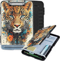 Clipboard with Storage Box & Pen Holder,Heavy Duty Clip Boards 8.5x11 for Nursing,High Capacity,School & Office Supplies,Leopard Floral