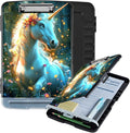 Clipboard with Storage Box & Pen Holder,Heavy Duty Clip Boards 8.5x11 for Nursing,High Capacity,School & Office Supplies,Enchanted Unicorn