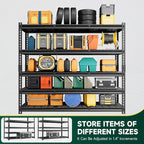 5-Tier 60" W X 24" D X 72" H Storage Shelves 3000LBS Garage Shelving Metal Storage Racks and Shelving Adjustable Heavy Duty Shelf Units for Basement Industrial(Black)