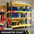 5000lbs78.74,Storage Shelves Garage Metal Shelving Heavy Duty Garage Shelves Adjustable Storage Shelves for Industrial, Factory,41" W X 19.6" D X 78.74" H (Yellow and Black, W78.7*D23.6*H78.7)