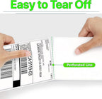Fanfold [4 x 6 inch] x [3000 Labels] Thermal Stack Direct White Strong Adhesive Perforated Postage Shipping Printer Compatible with Zebra SNBC Epson Rollo (3000 Labels, Fanfold)
