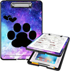 A4 Clipboards,Heavy Duty Waterproof Nursing Plastic Folder Clipboard with Storage Clip Boards,File Folder Storage Box Clipboard Case for Teacher,Doctor,Offices,Animals Dog Paws Galaxy