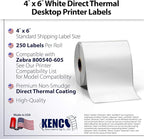 4" X 6" Direct Thermal Perforated Stickers Labels for Shipping Labels, Inventory, and Color Coding - Compatible with Zebra, Rollo, Godex and More (White, 12 Rolls)
