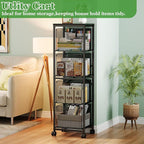 4 Drawers File Cabinet, Vertical Filing Cabinets, Rolling File Cart, Hanging File Folder Organizer with Wheels, Mobile Printer Stand Utility Craft Cart for Home Office,Black