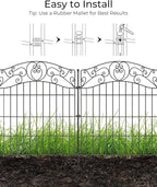 10 Panels No Dig Decorative Outdoor Garden Fence, 40 in(H) X 23.6 ft(L) Animal Barrier Fencing, Rustproof Portable Fence, Temporary Dog Fence Outdoor for Yard, Outside, Backyard, Patio