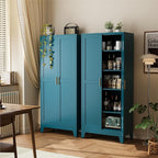 COFaR 71" Pantry Cabinet in Peacock Blue, 5-Tier Storage with Adjustable Shelves, Modern Statement Cupboard for Kitchen, Bathroom & Living Room