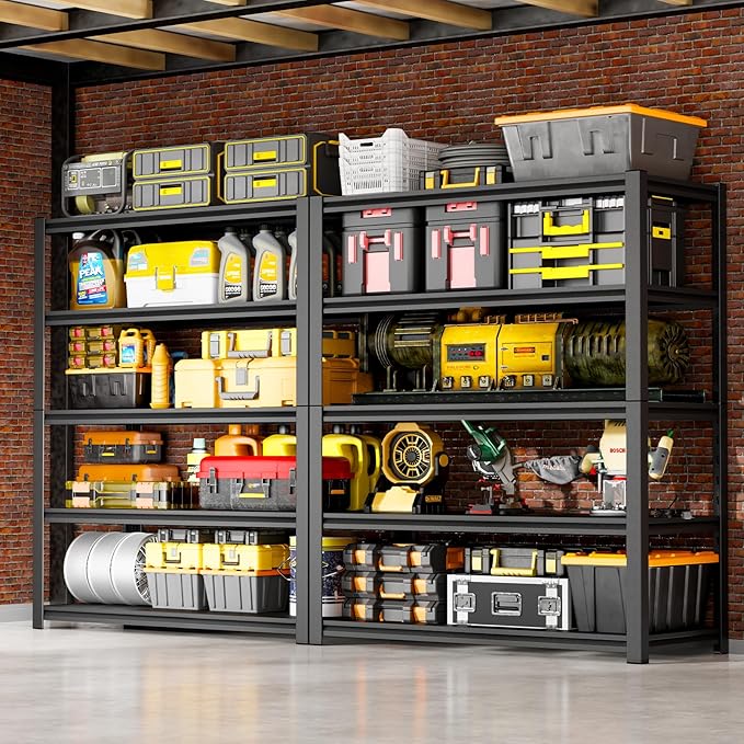 72''H Garage Shelving Heavy Duty,2800LBS Storage Shelves,5-Tier Adjustable Metal Shelve Storage Shelf Rack, Industrial Shelving Unit for Garage, Warehouse, Basement (47" W x 19.7" D x 72" H) 2PC