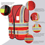 A-SAFETY Mesh High Vis Vest Lightweight Reflective Construction Vest with Pockets Safety Vest for Men/Women