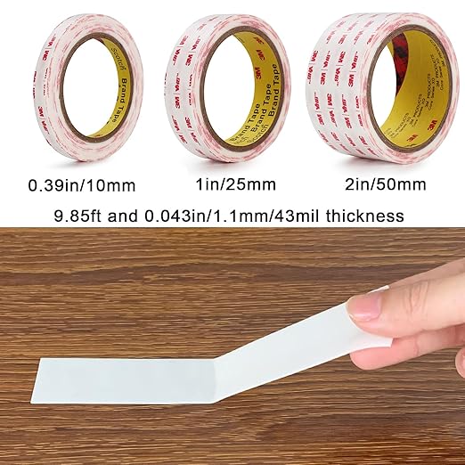 Double Sided Tape 2in X 9.85ft，Heavy Duty Removable Mounting Tape, Picture Hanging Adhesive Strips
