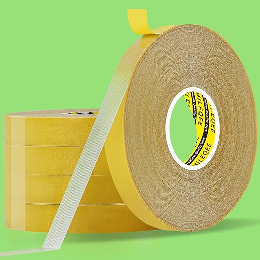 5Pack Double Sided Tape Heavy Duty, 0.59" x 66FT (330FT Total), Super Sticky Resistente Clear Tape, Universal High Tack Strong Wall Adhesive with Fiberglass Mesh,Easy Use Mounting Tape