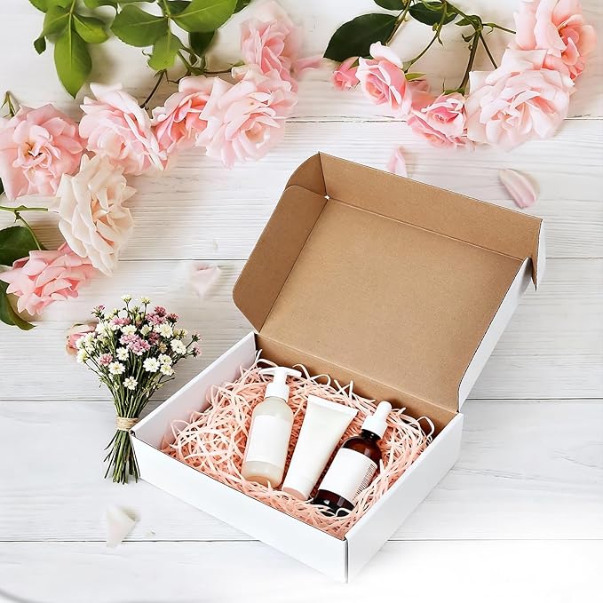 9x6x3 Inches Shipping Boxes Set of 50, White Corrugated Cardboard Box, Mailer Boxes for Small Business