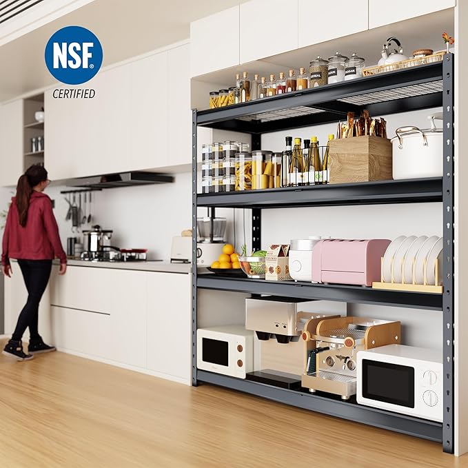 The Atlas 8000LBS Ultra Heavy Duty Garage Shelving, 72”W Storage Shelves, Adjustable NSF Certified Metal Industrial Rack for Warehouse Basement, 72" W x 24" D x 72" H