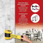 DuraSteel Wall Mount Crowd Control Retractable Belt Barrier - 9.2 Ft Yellow Do NOT Enter Retractables Barrier Belt w/Yellow ABS Casing Crowd Control Barriers Line NOT Stanchions with Retractable Belts