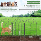 Black Garden Fences Animal Barrier, 12.55"*16.48" Garden Border Fencing, Rustproof Metal No Dig Fence for Dogs, Outdoor Fence, Dog Fencing for Patio, Flower Bed, Farm (Medium 10 Pcs)
