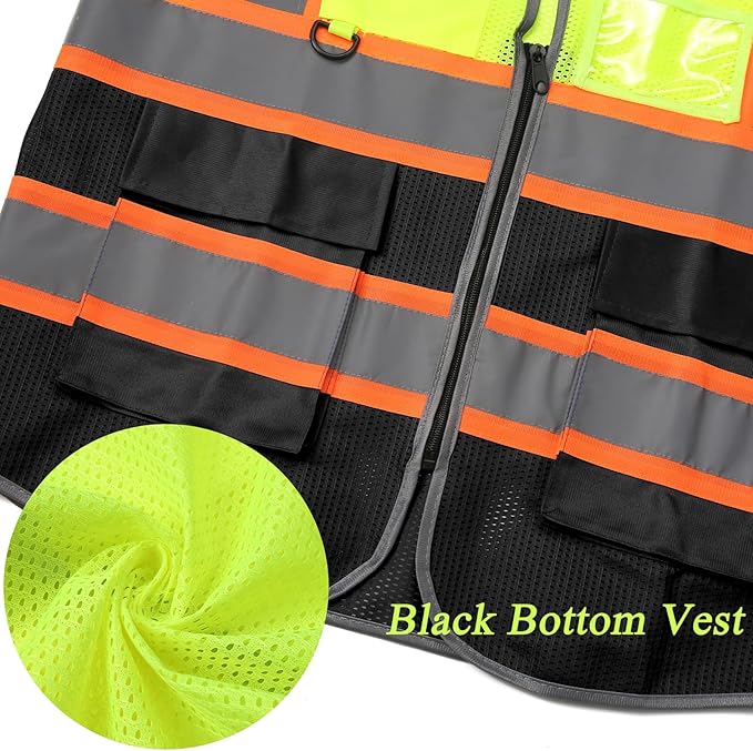 BeautyWill Custom Logo 10/20 Pack Safety Vest Class2 High Visibility Vest with Pockets Breathable Construction Vest Bulk