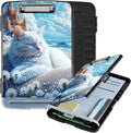 Clipboard with Storage Box & Pen Holder,Heavy Duty Clip Boards 8.5x11 for Nursing,High Capacity,School & Office Supplies,Winter Wonderland Cat